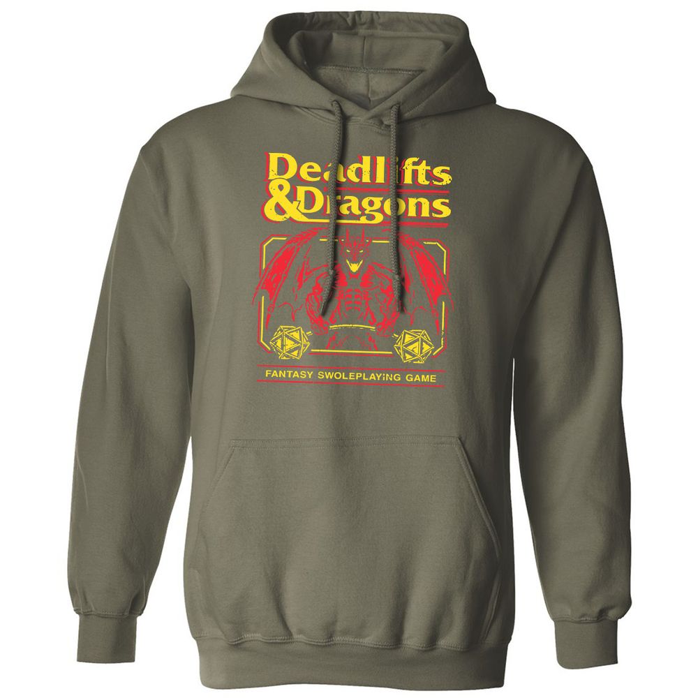 Deadlifts And Dragons Classic Unisex Hoodie - Military Green - 4