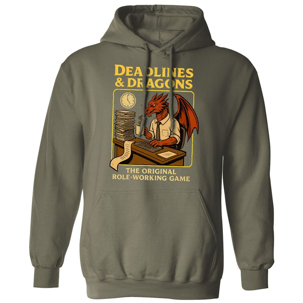 Deadlines & Dragons (Office Staff) Classic Unisex Hoodie - Military Green - 4