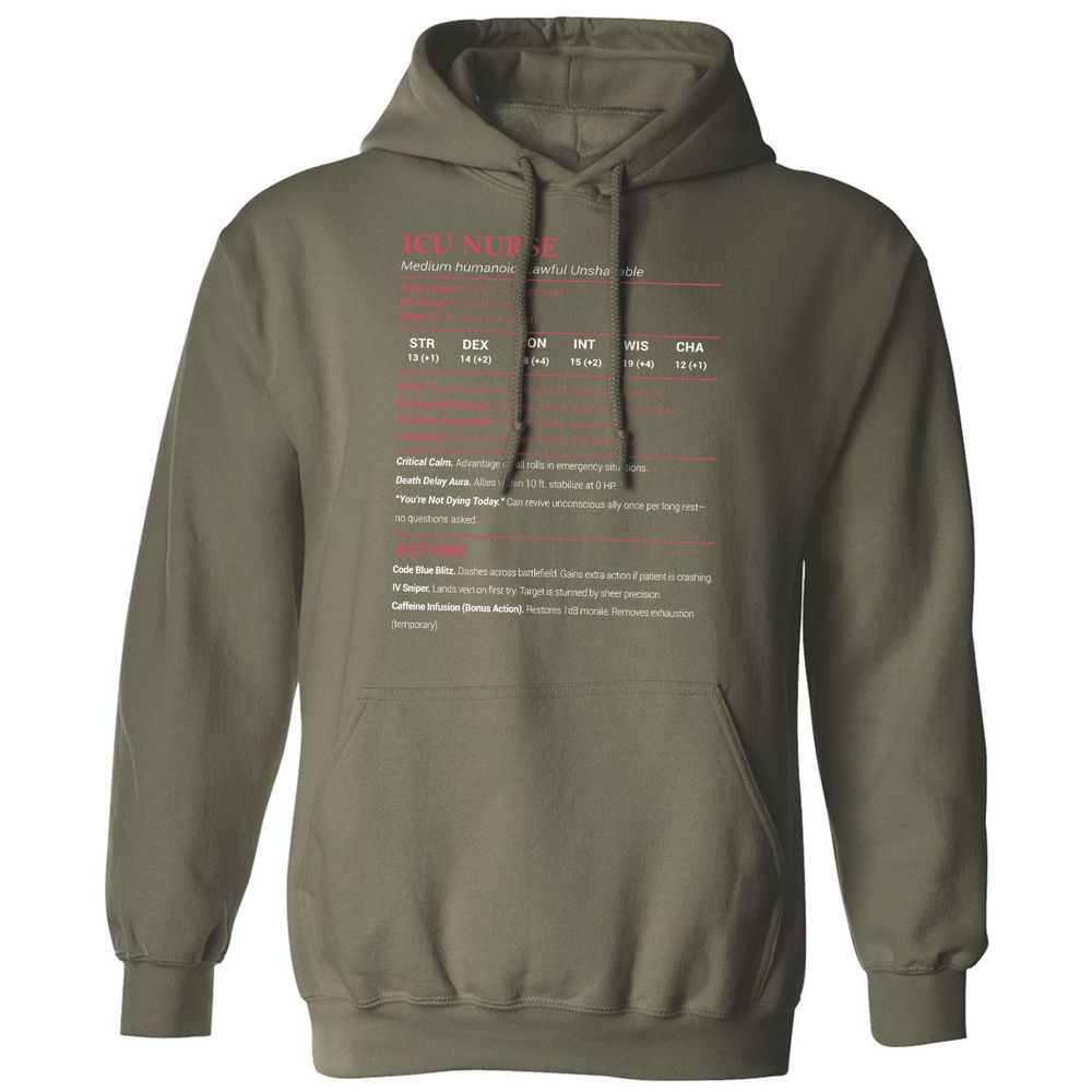ICU Nurse Stats Classic Unisex Hoodie - Military Green - 4