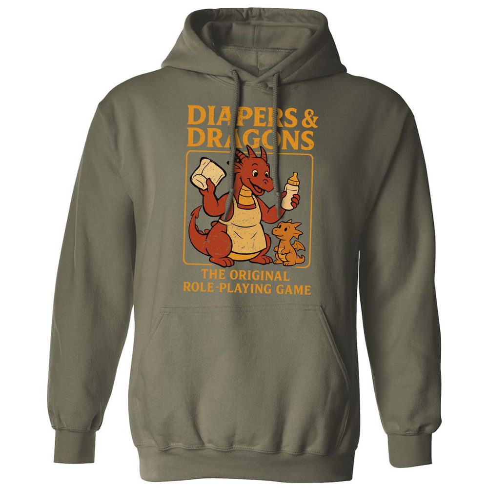Diapers & Dragons Classic Unisex Hoodie - Military Green - 4