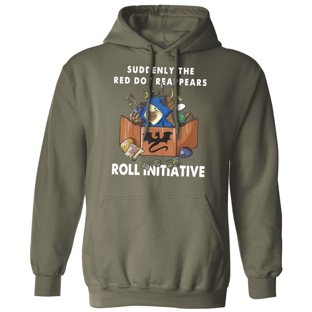 Suddenly The Red Dot Reappears Roll Initiative Classic Unisex Hoodie - Military Green - 4