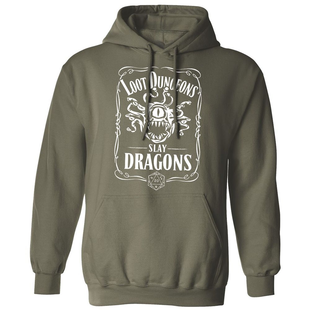 Loot Dungeon Slay Dragons Classic Unisex Hoodie - Military Green - 4