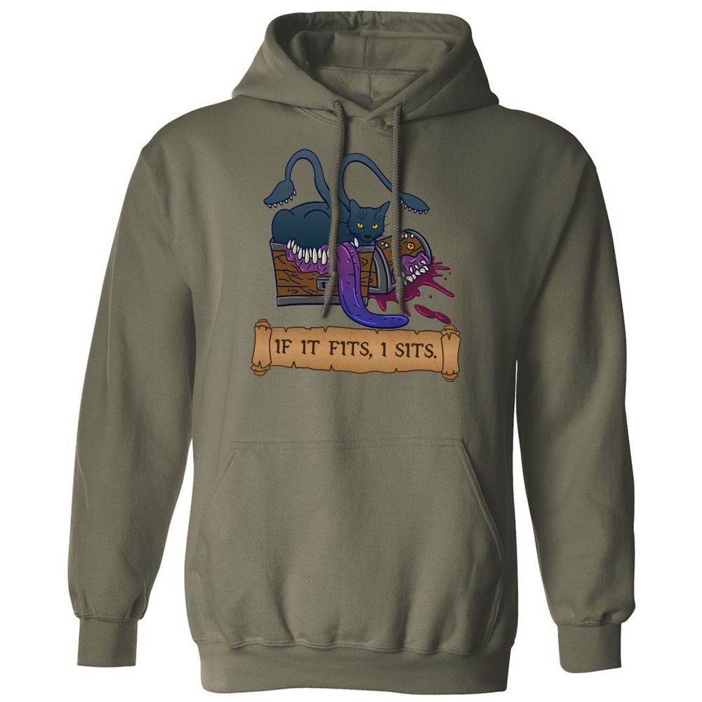 If It Fits I Sits Classic Unisex Hoodie - Military Green - 4