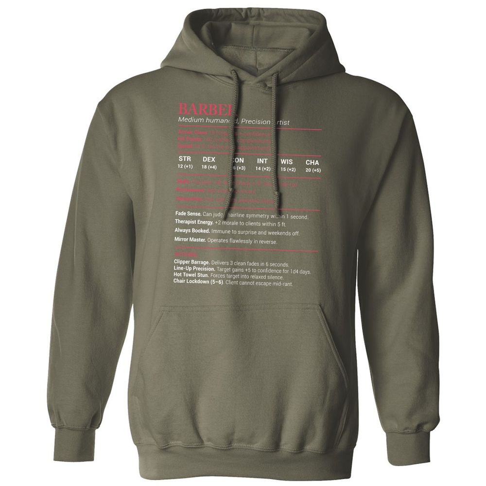 Barber Stats Classic Unisex Hoodie - Military Green - 4