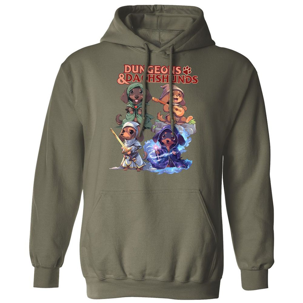 Dungeons & Dachshunds Classic Unisex Hoodie - Military Green - 4