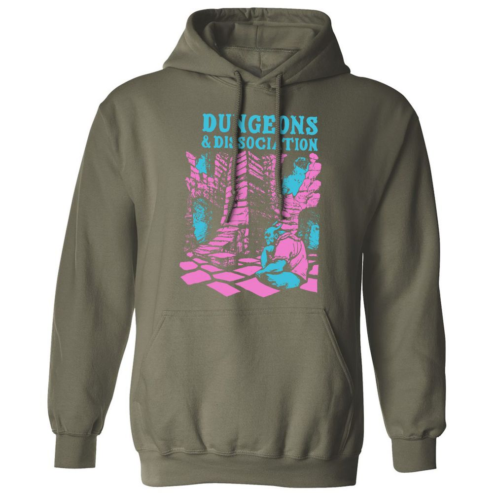 Dungeons And Dissociation Classic Unisex Hoodie - Military Green - 4