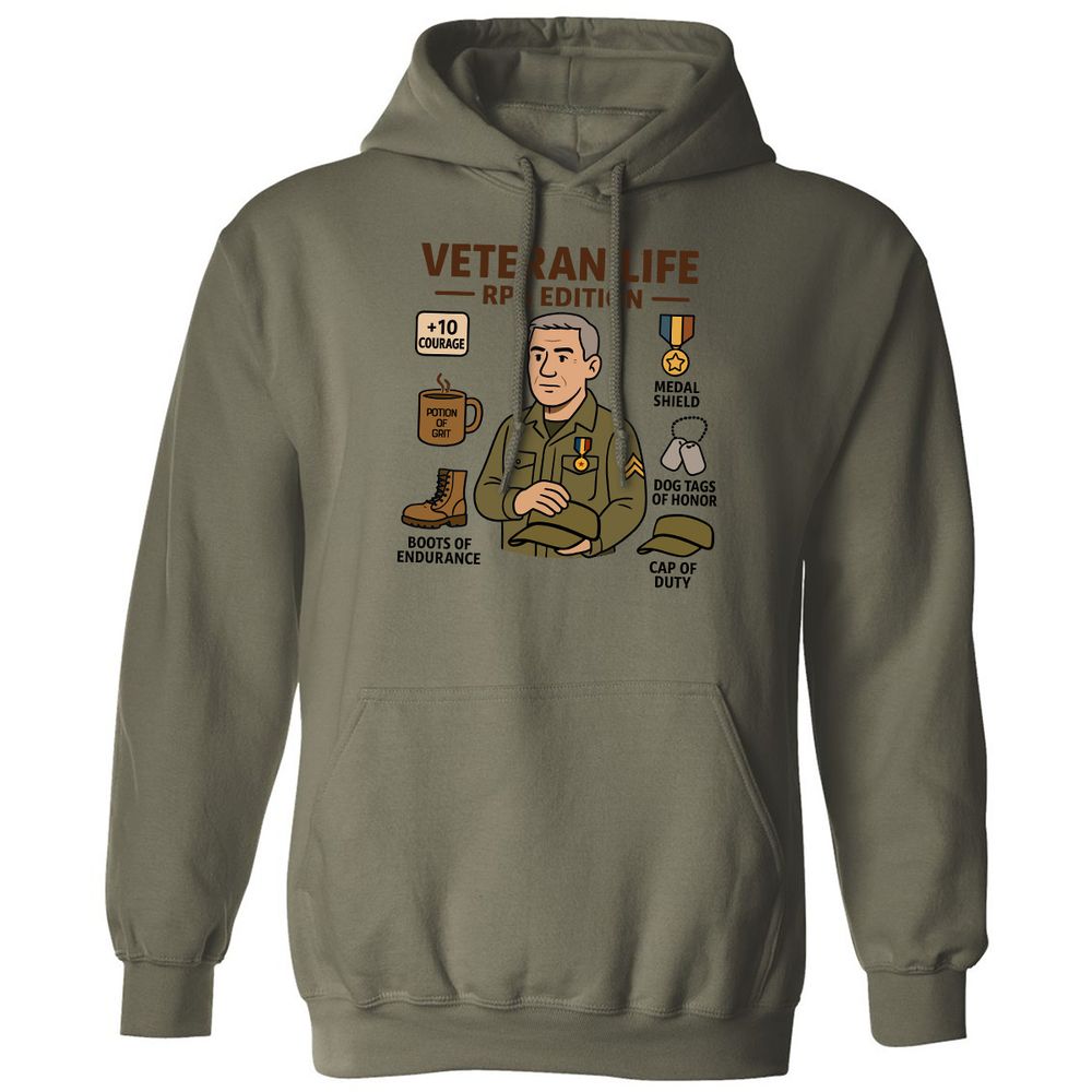 Veteran Life RPG Edition Classic Unisex Hoodie - Military Green - 4