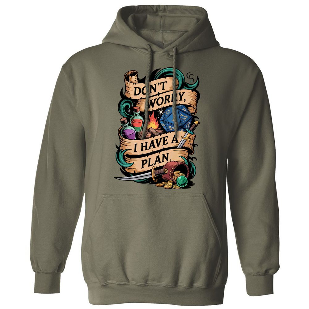 Don't Worry I Have A Plan Classic Unisex Hoodie - Military Green - 4