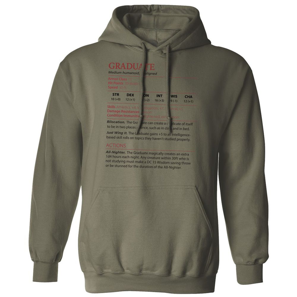 Graduate Stats Classic Unisex Hoodie - Military Green - 4