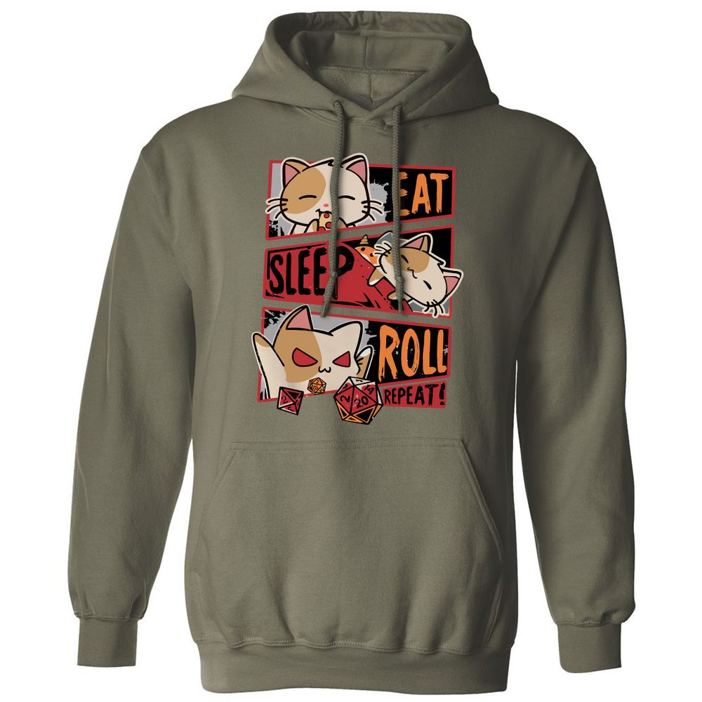 Eat Sleep Roll Repeat Classic Unisex Hoodie - Military Green - 4