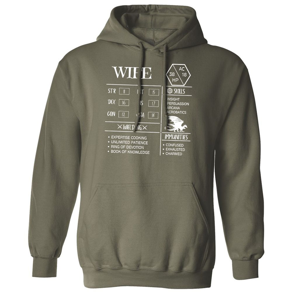 Wife Stats 2 Classic Unisex Hoodie - Military Green - 4