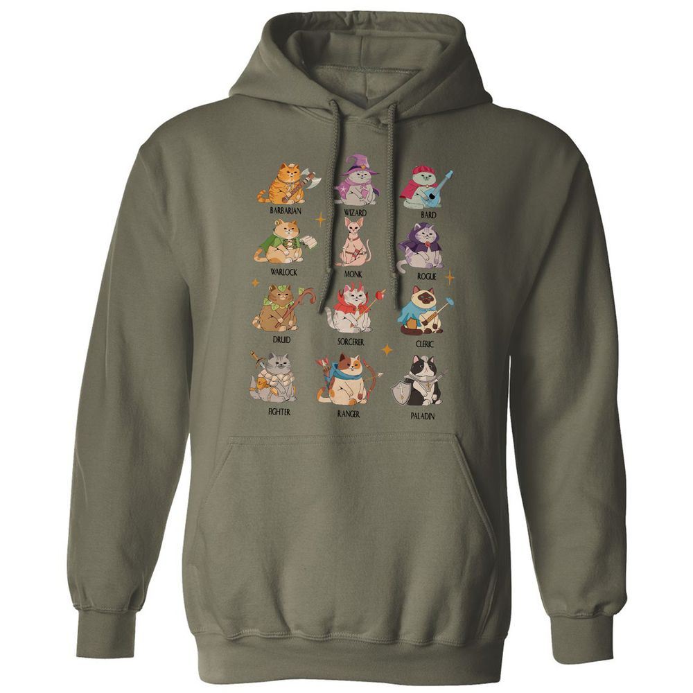 Dungeons And Cats Classic Unisex Hoodie - Military Green - 4