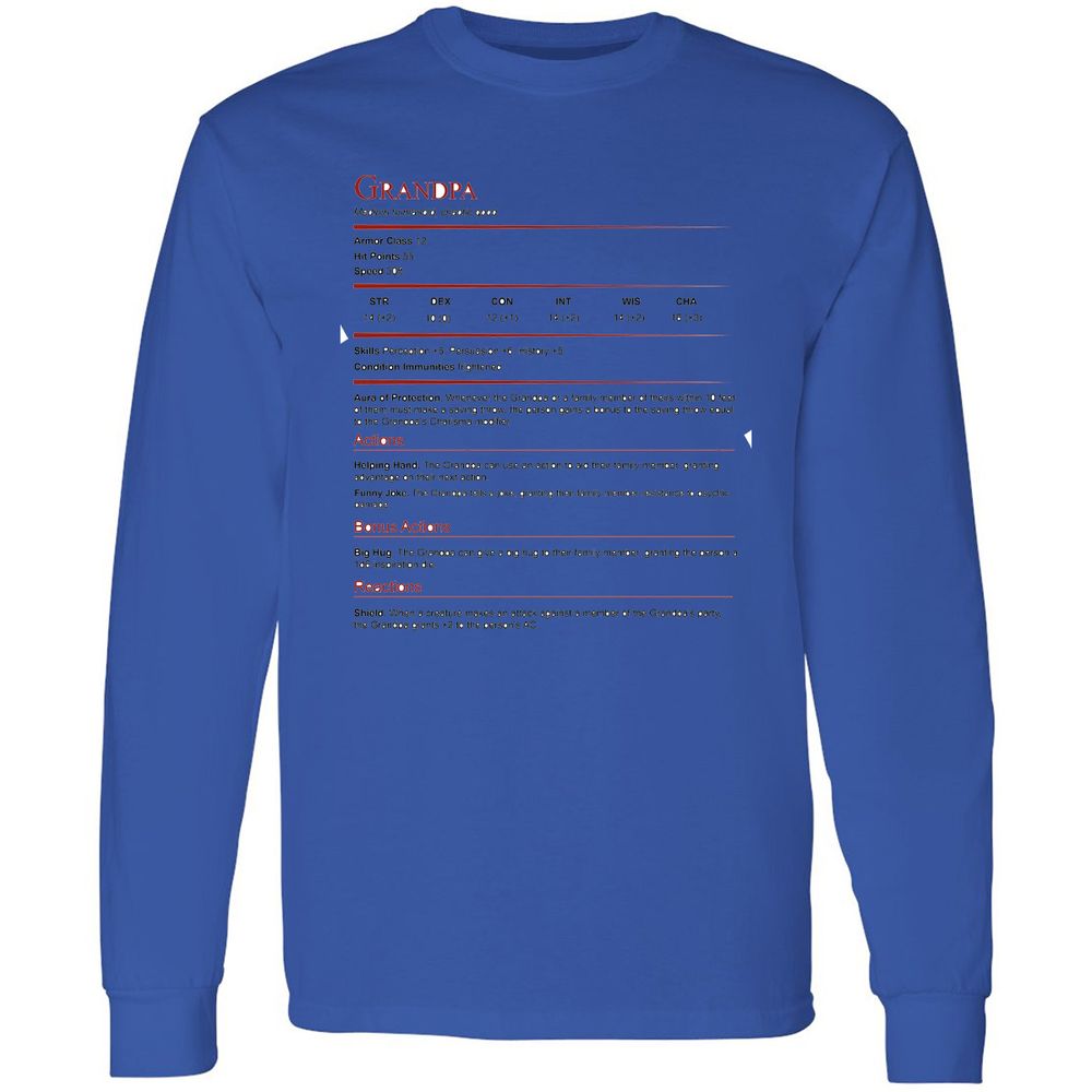 Grandpa Stat Block Long Sleeve T-Shirt - Royal - 4
