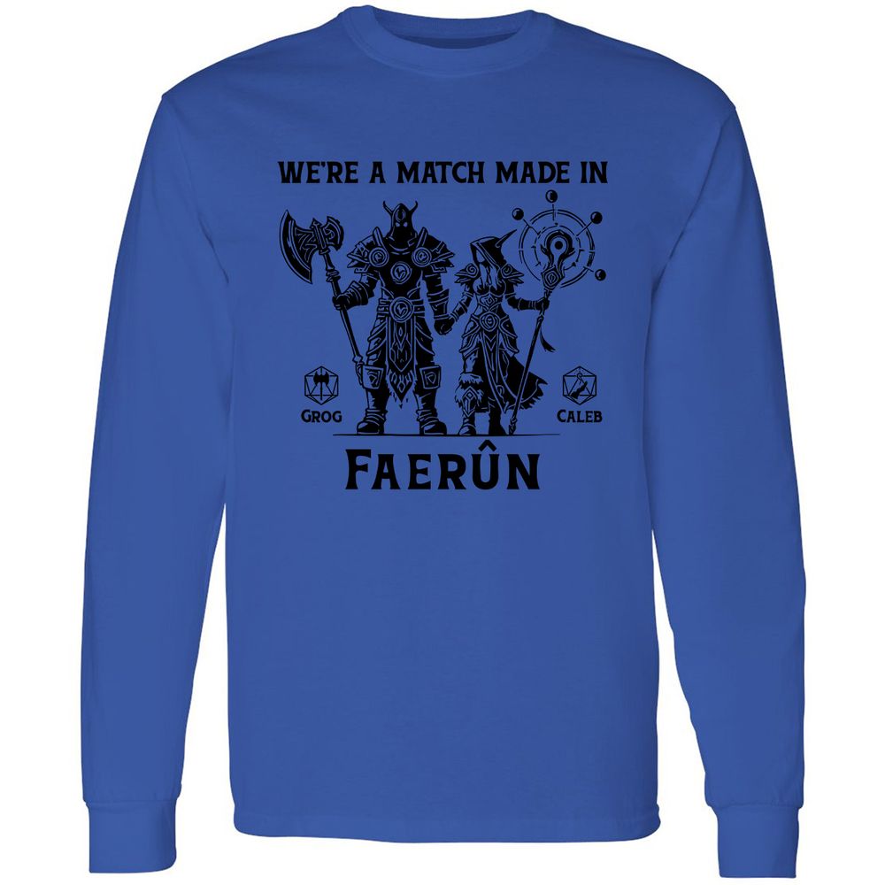 Custom DnD Class Couple Long Sleeve T-Shirt - Royal - 4