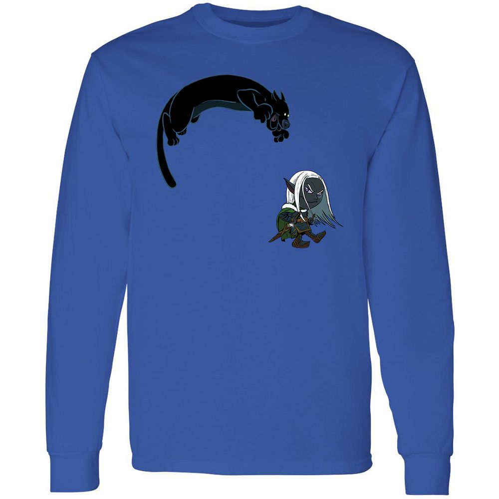 Drizzt And Guenhwyvar Long Sleeve T-Shirt - Royal - 4