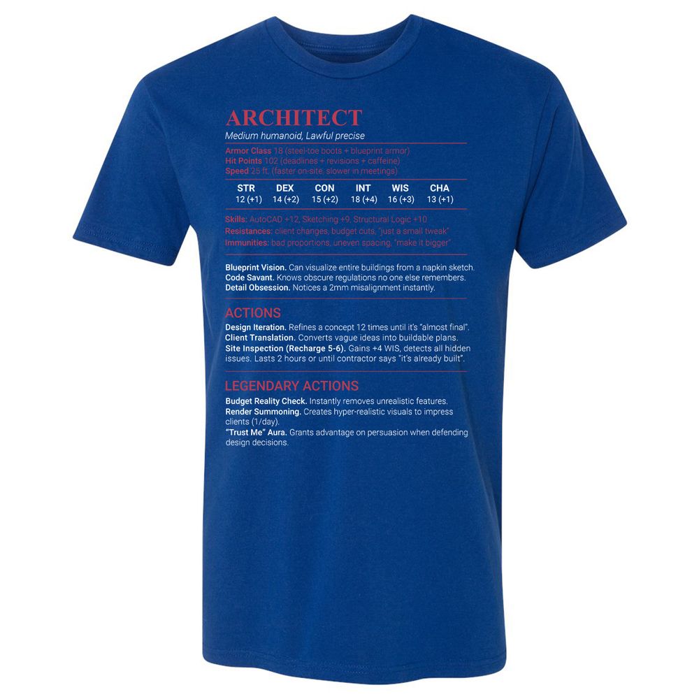 Architect Stats Premium Unisex T-Shirt - Royal - 4