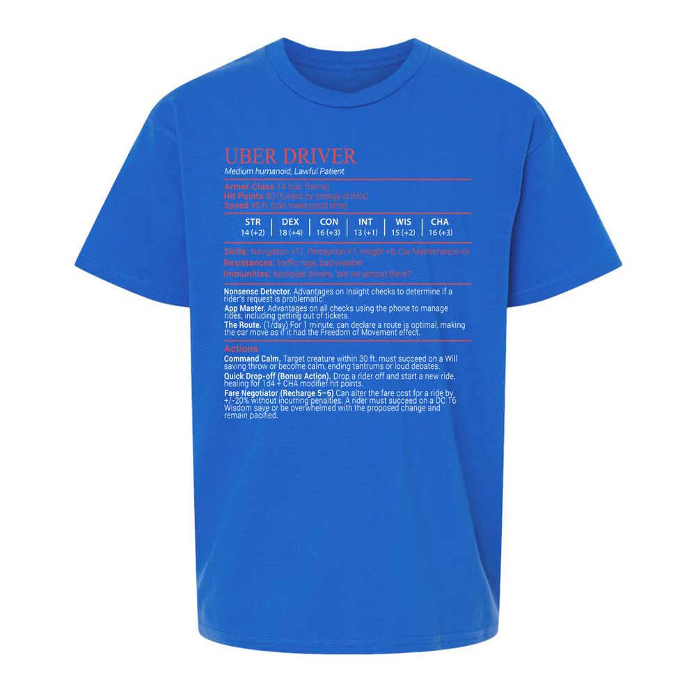 Uber Driver Stats Block Kids T-Shirt - Royal - 4