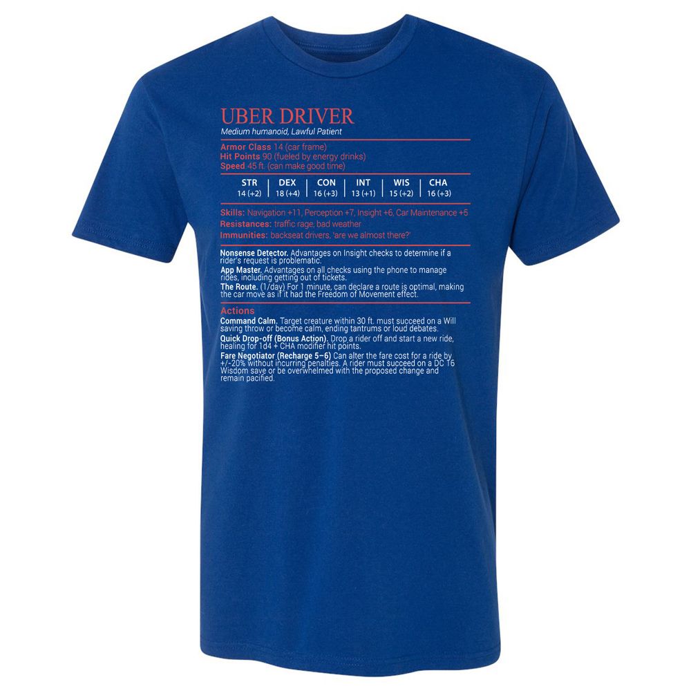 Uber Driver Stats Block Premium Unisex T-Shirt - Royal - 4