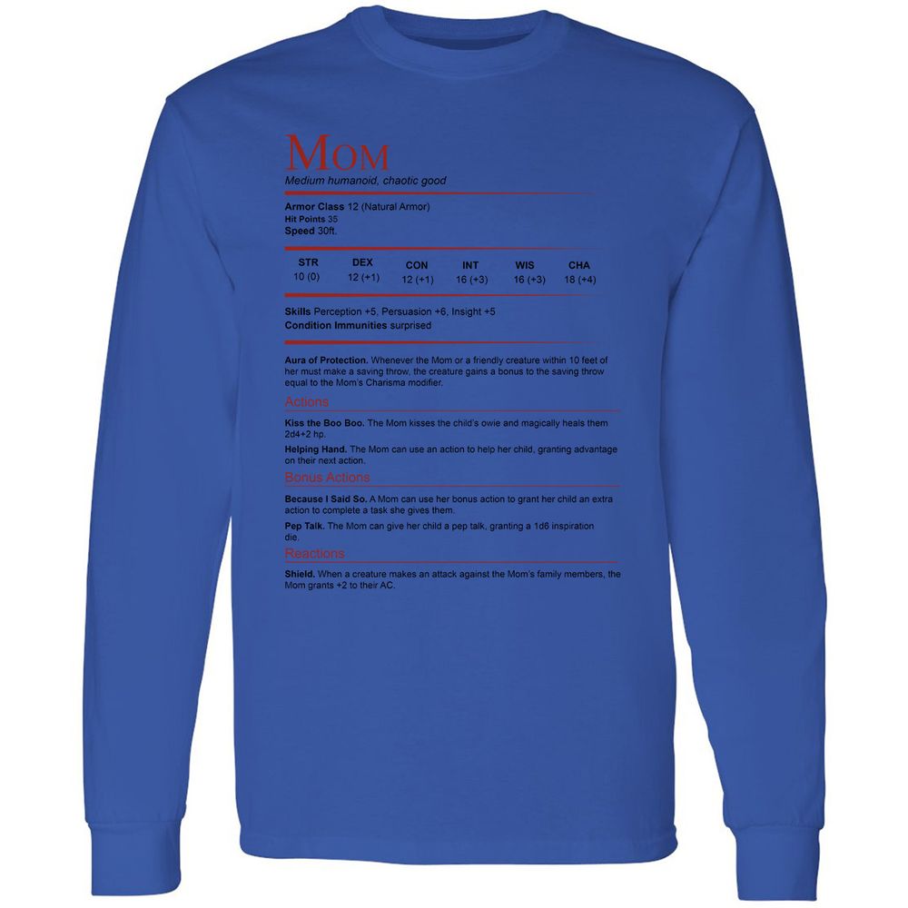 Mom Stats Long Sleeve T-Shirt - Royal - 4