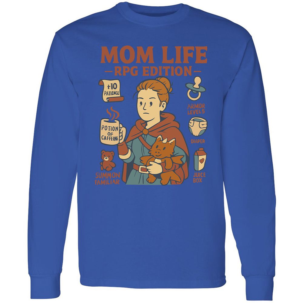 Mom Life RPG Edition Long Sleeve T-Shirt - Royal - 4