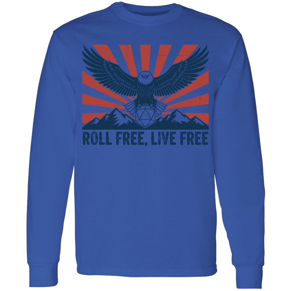 Roll Free, Live Free Long Sleeve T-Shirt - Royal - 4