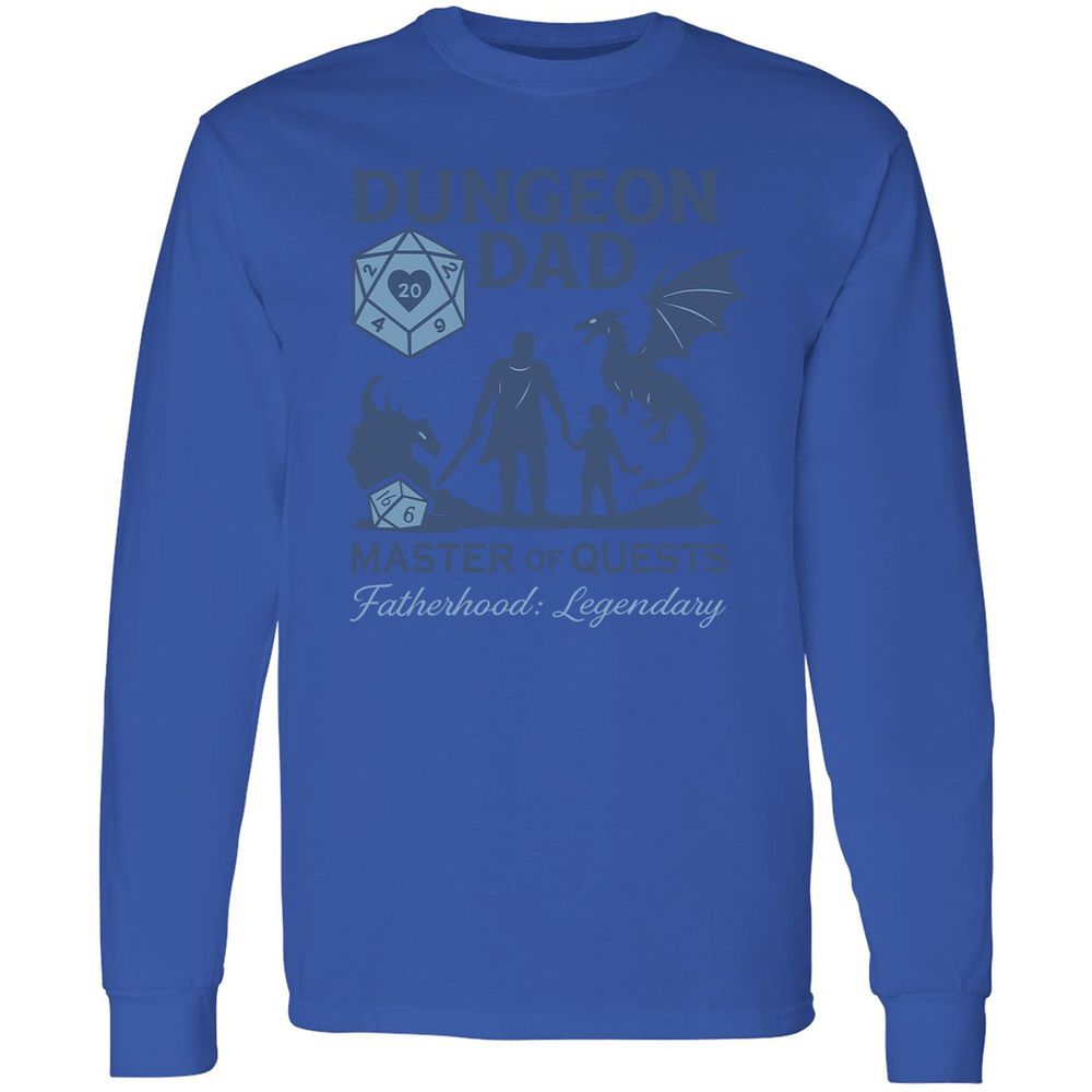 Dungeon Dad Master Of Quests Long Sleeve T-Shirt - Royal - 4