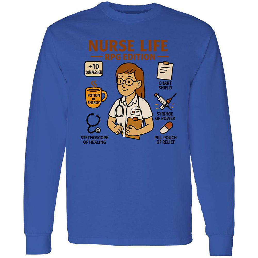 Nurse Life RPG Edition Long Sleeve T-Shirt - Royal - 4