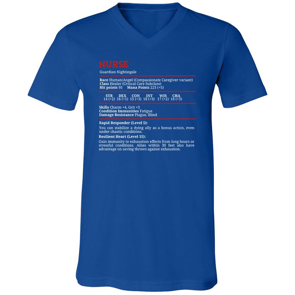 Nurse Stats Unisex V-Neck T-Shirt - True Royal - 4