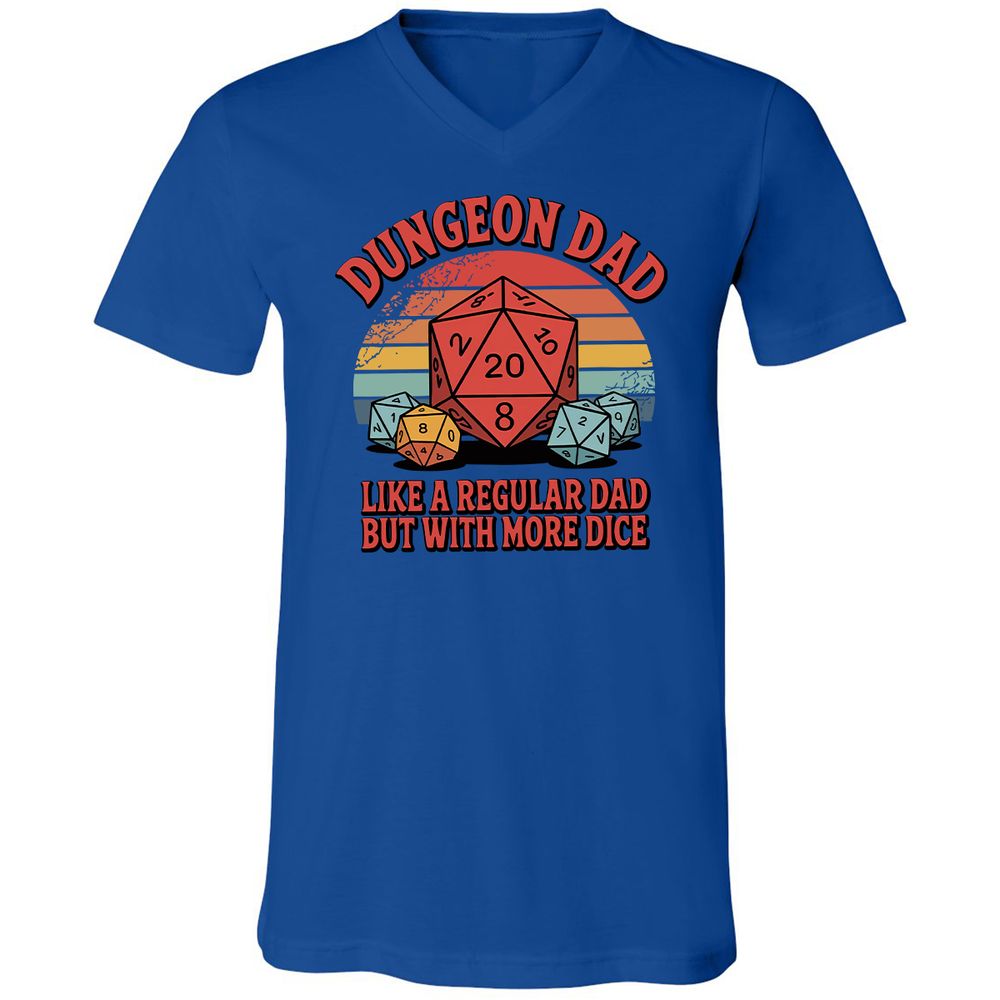 Dungeon Dad With More Dice Unisex V-Neck T-Shirt - True Royal - 4