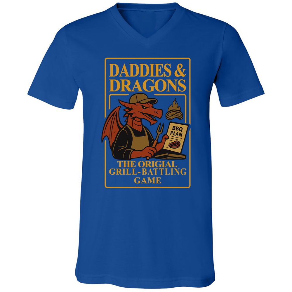 Daddies & Dragons Unisex V-Neck T-Shirt - True Royal - 4
