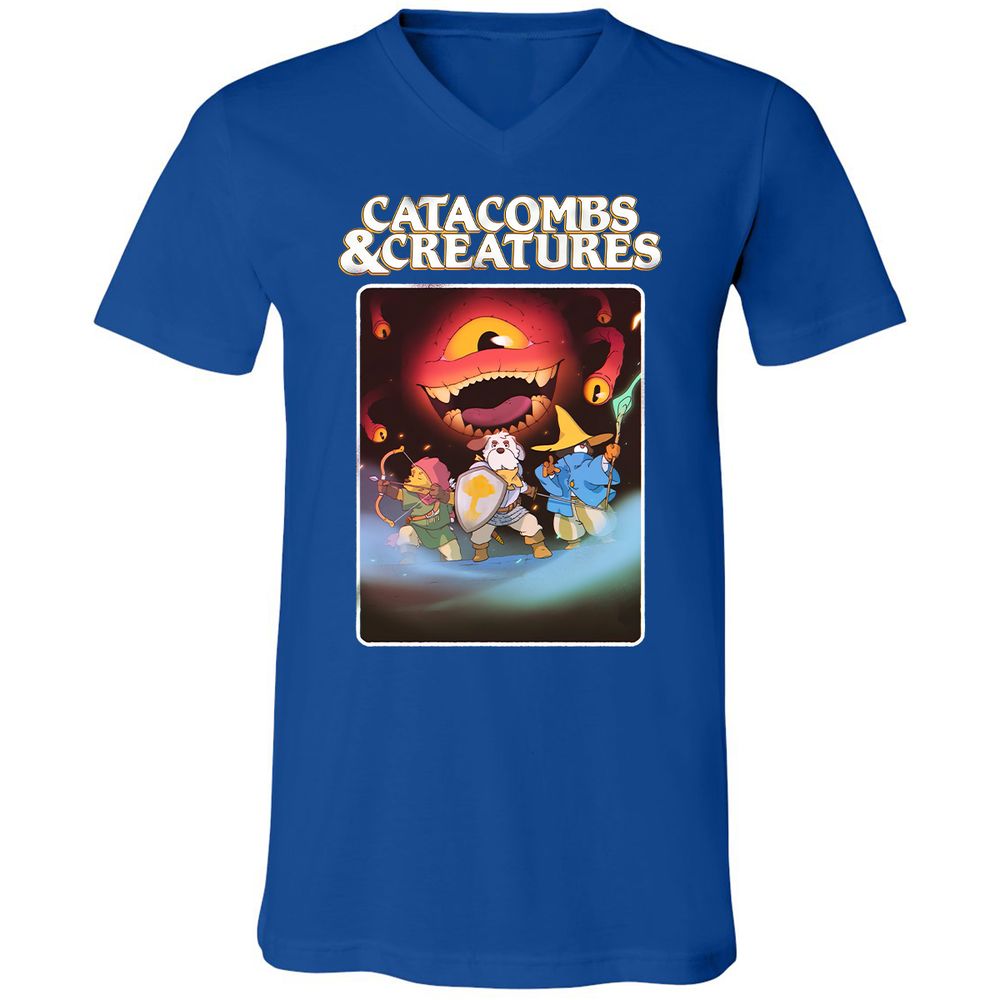 Catacombs & Creatures Unisex V-Neck T-Shirt - True Royal - 4