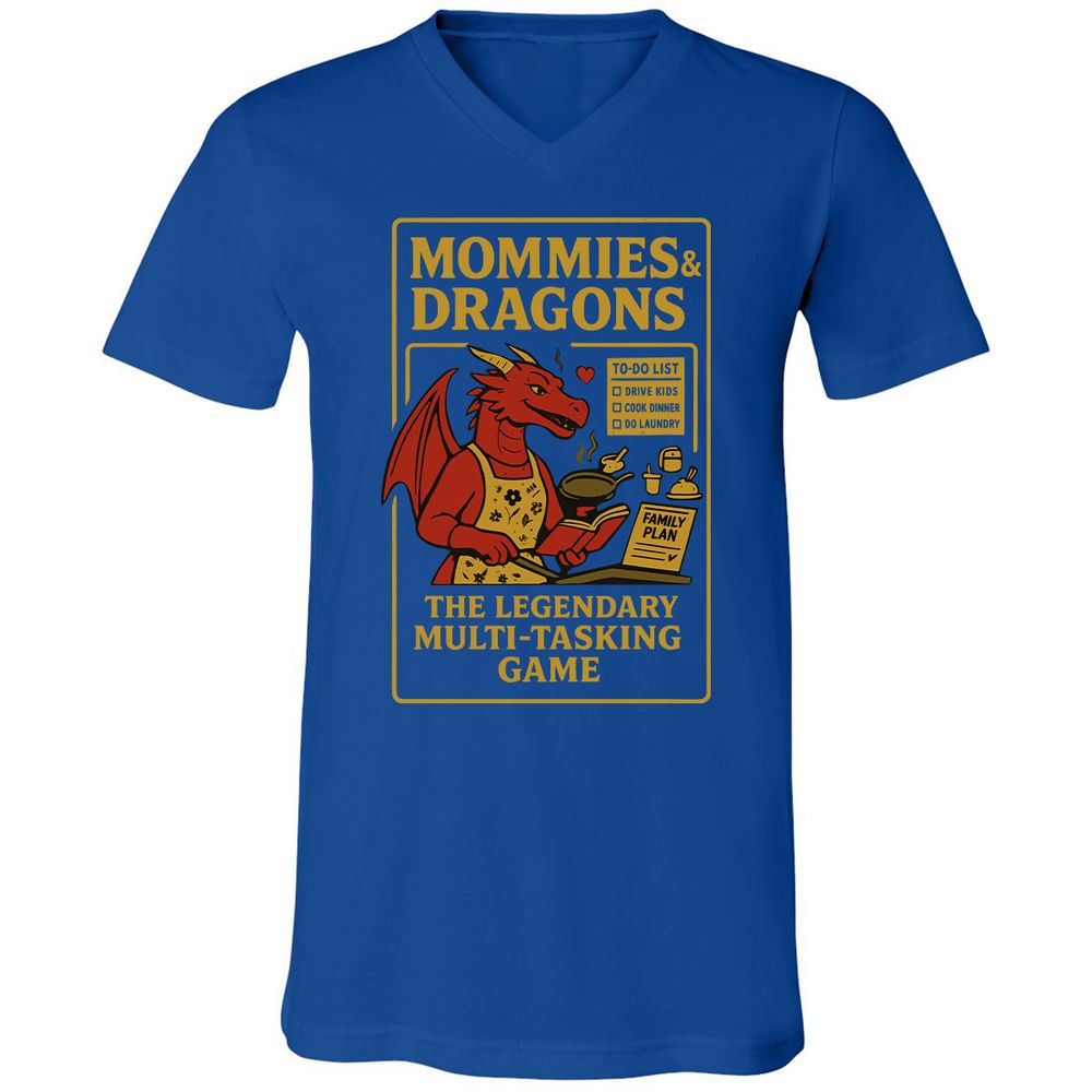 Mommies & Dragons Unisex V-Neck T-Shirt - True Royal - 4