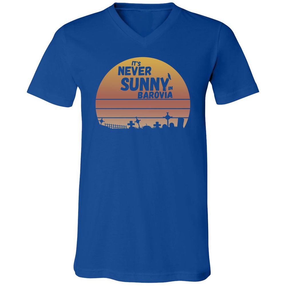 Vintage It's Never Sunny In Barovia Unisex V-Neck T-Shirt - True Royal - 4