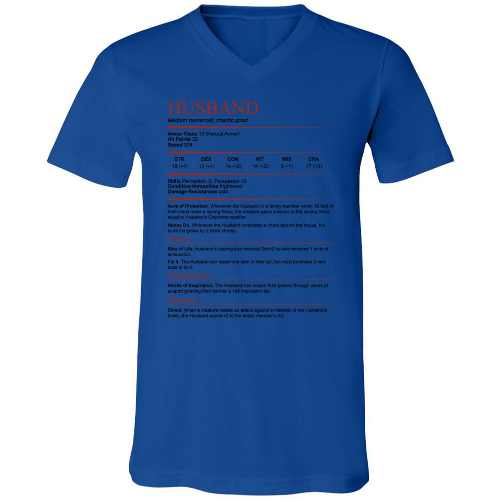 Husband White Unisex V-Neck T-Shirt - True Royal - 4