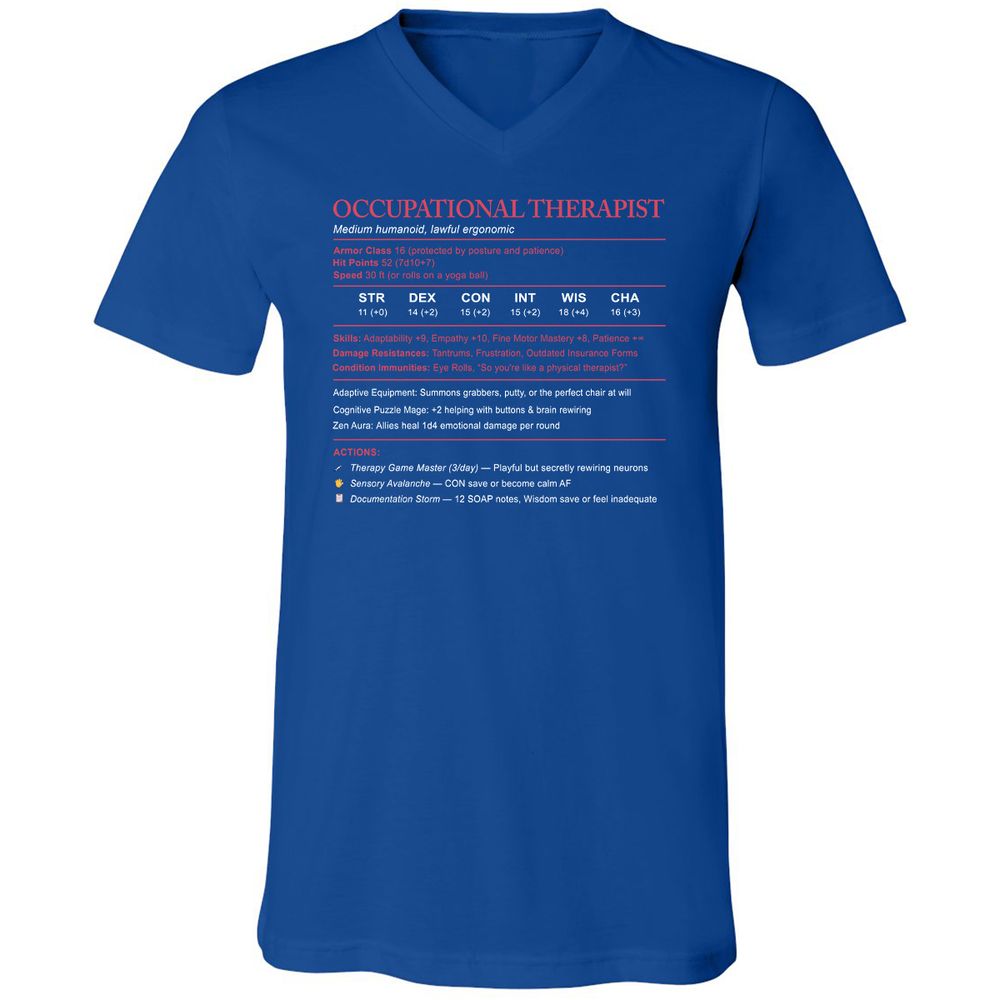 Occupational Therapist Stats Unisex V-Neck T-Shirt - True Royal - 4