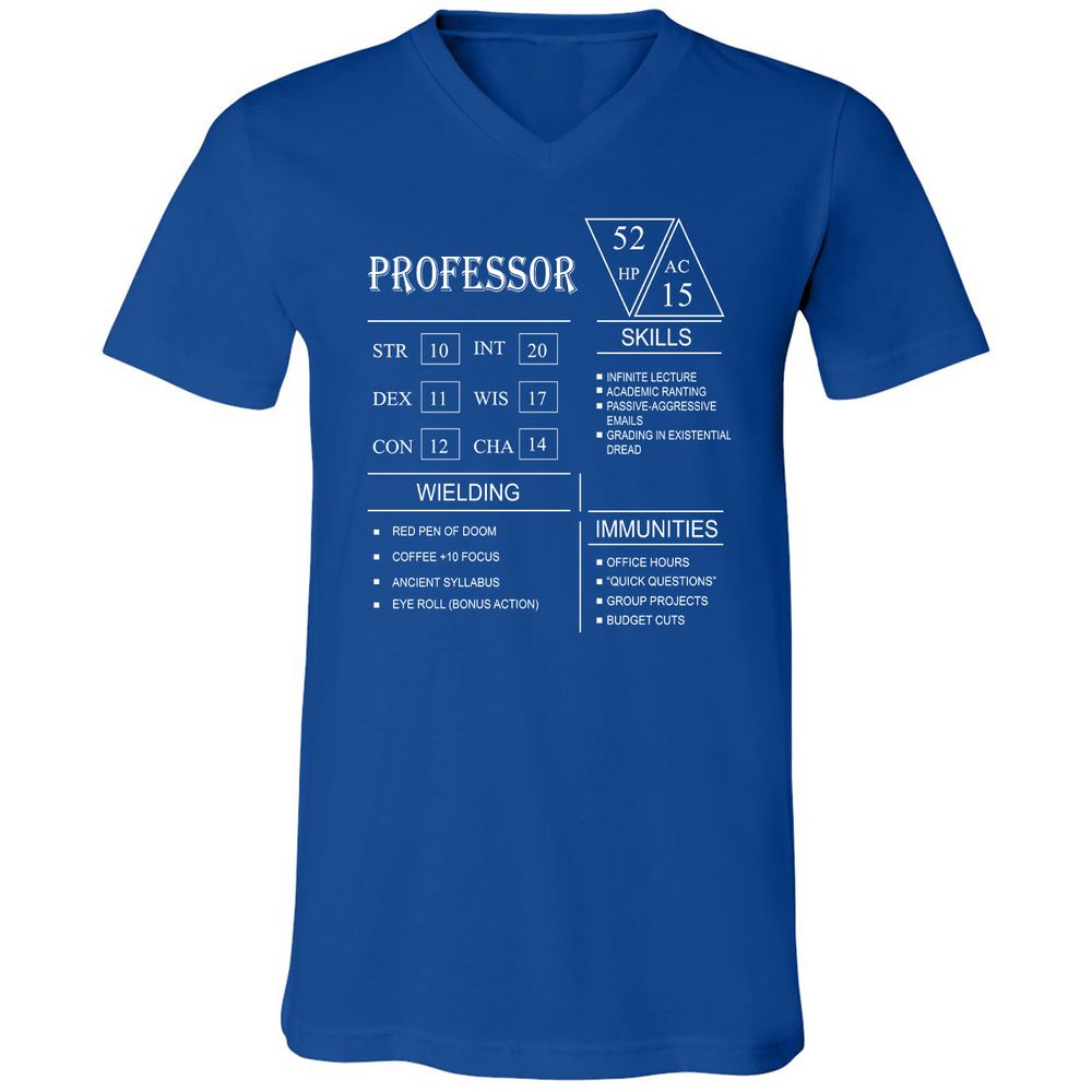 Professor New Unisex V-Neck T-Shirt - True Royal - 4