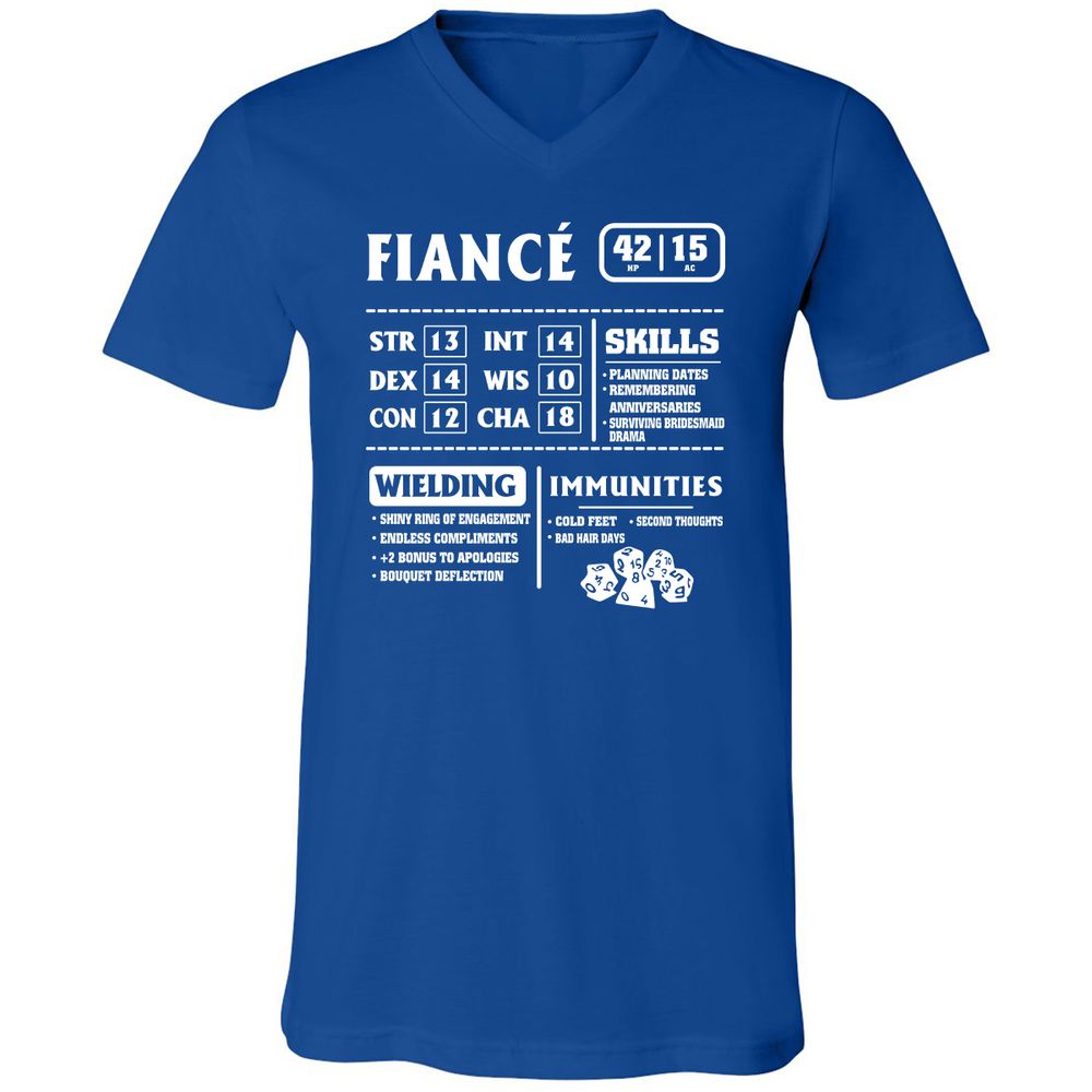 Fiance Stats Unisex V-Neck T-Shirt - True Royal - 4