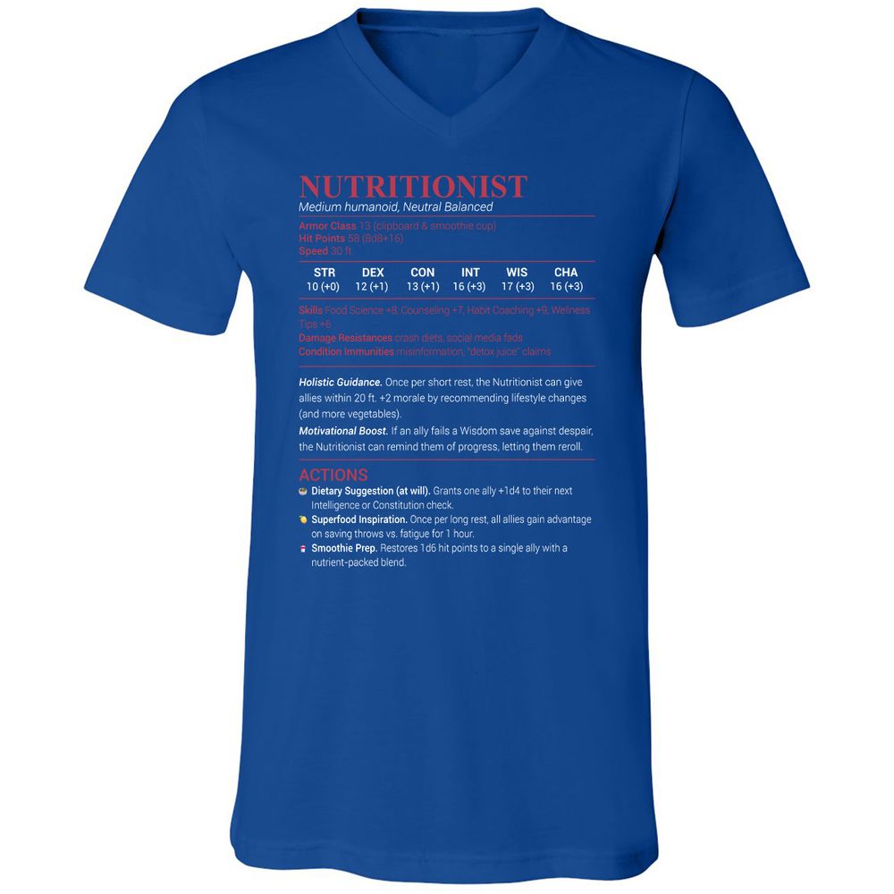 Nutritionist Unisex V-Neck T-Shirt - True Royal - 4