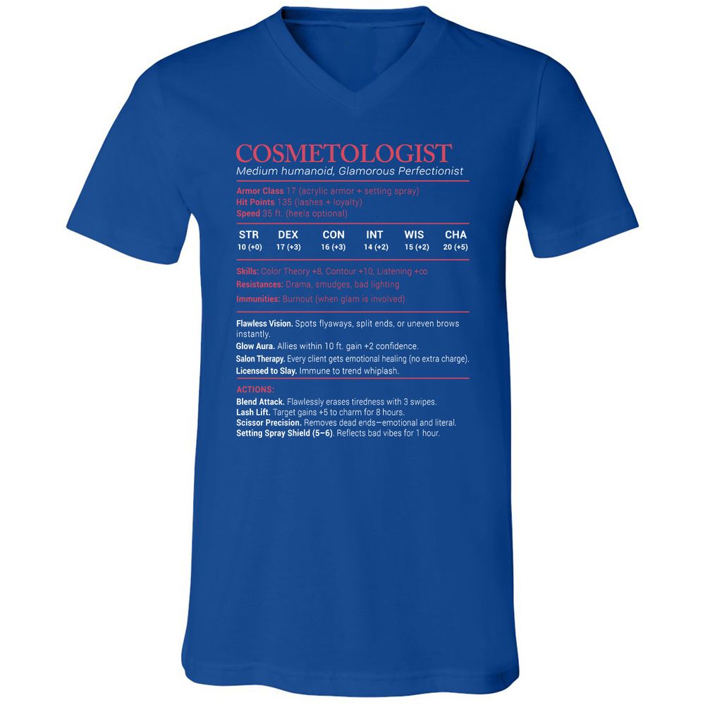 Cosmetologist Stats Unisex V-Neck T-Shirt - True Royal - 4