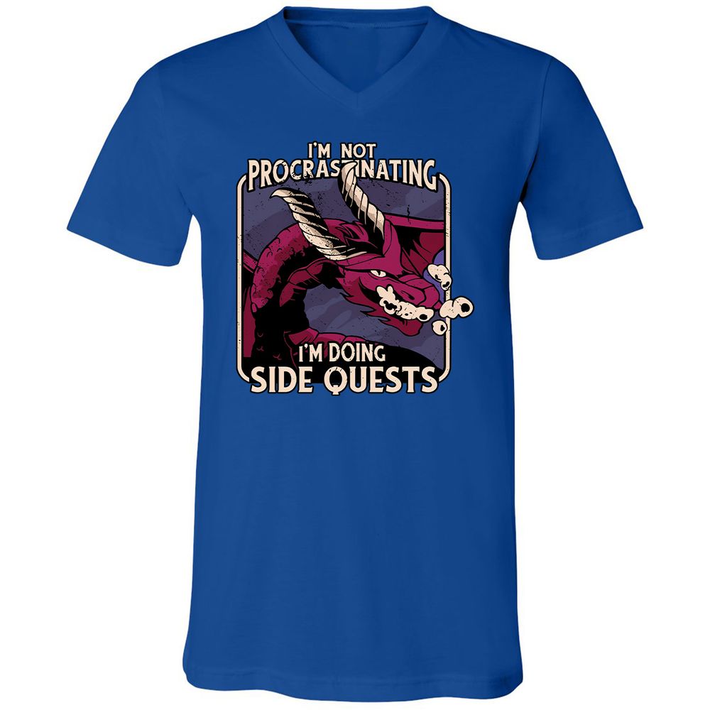 Doing Side Quests Unisex V-Neck T-Shirt - True Royal - 4