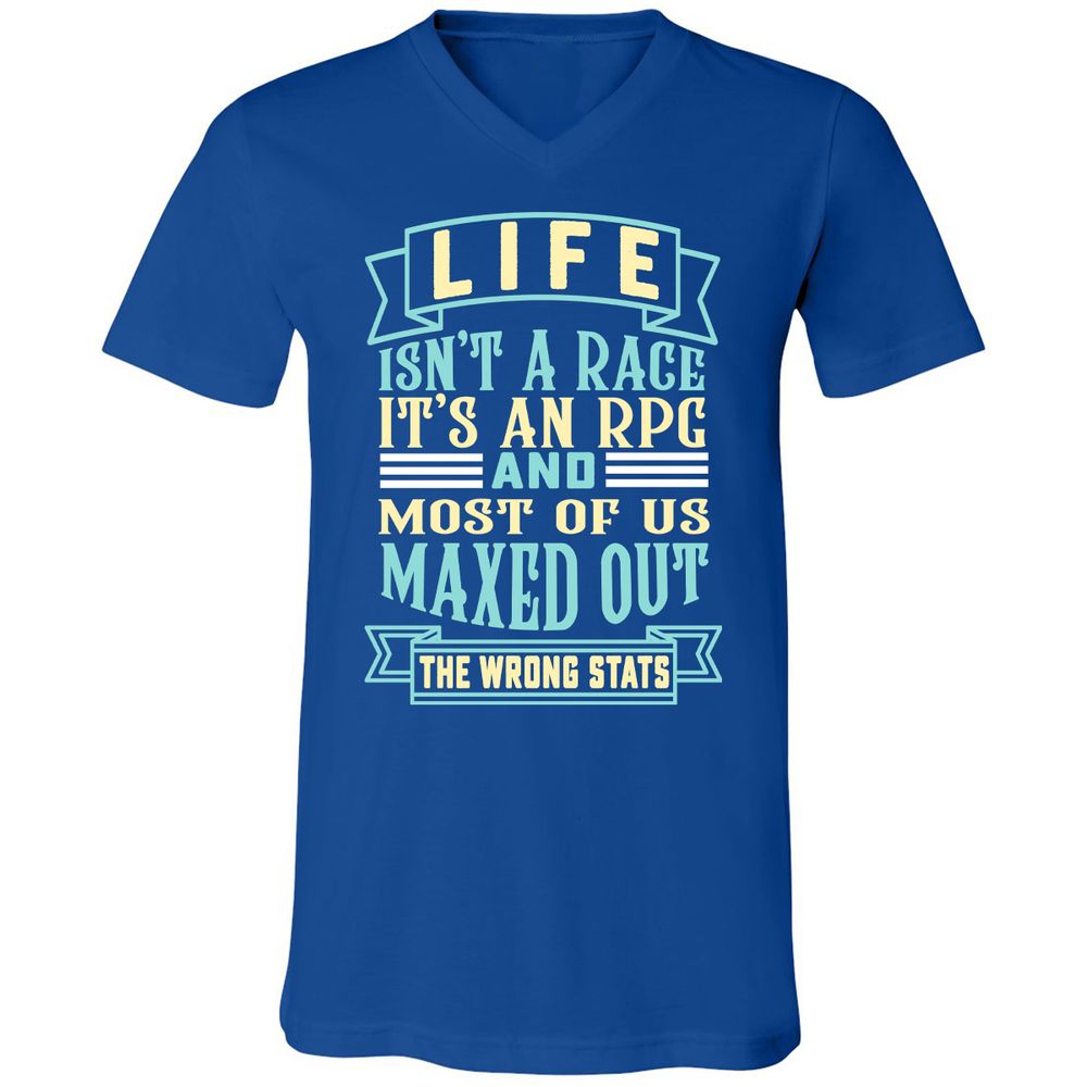 Life Is A RPG Unisex V-Neck T-Shirt - True Royal - 4