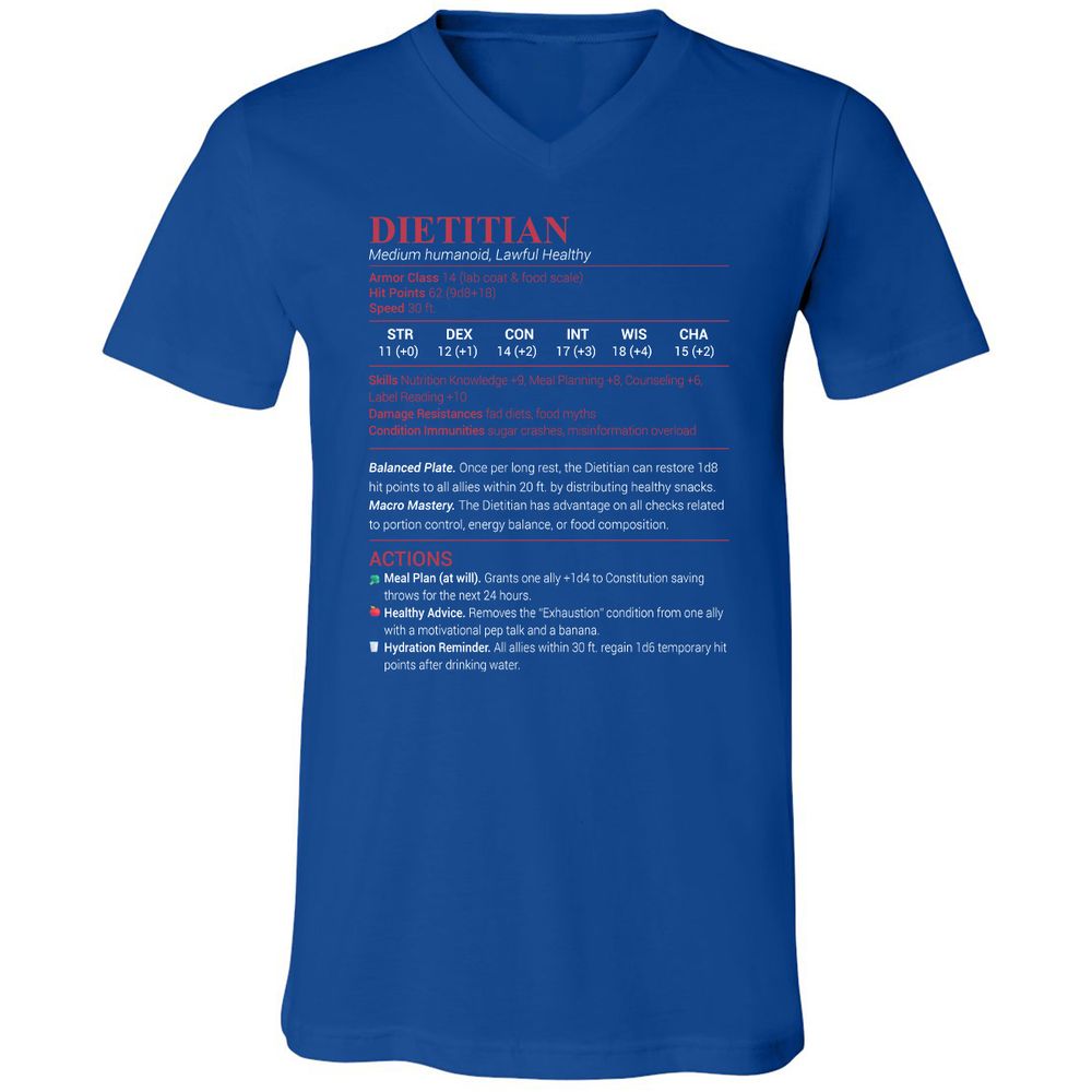 Dietitian Unisex V-Neck T-Shirt - True Royal - 4