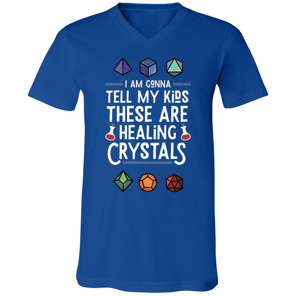 Healing Crystals Unisex V-Neck T-Shirt - True Royal - 4