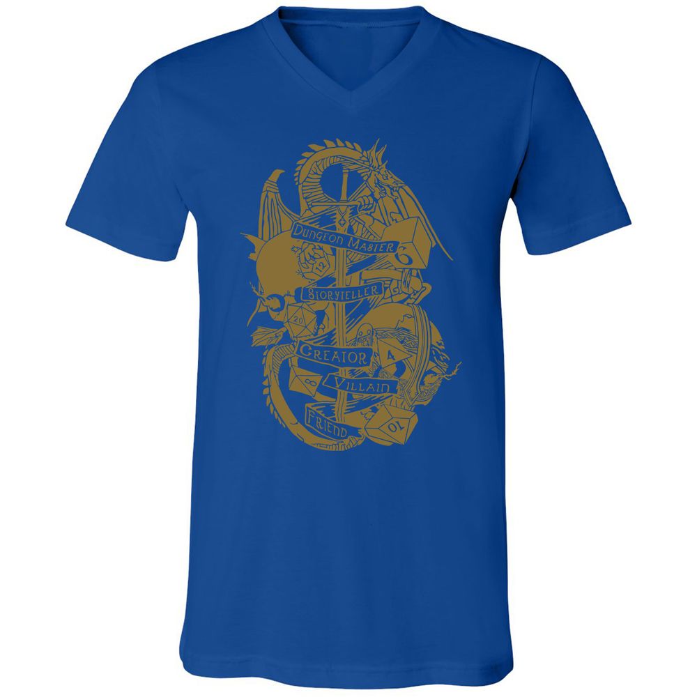 Dungeon Master Dragon Unisex V-Neck T-Shirt - True Royal - 4