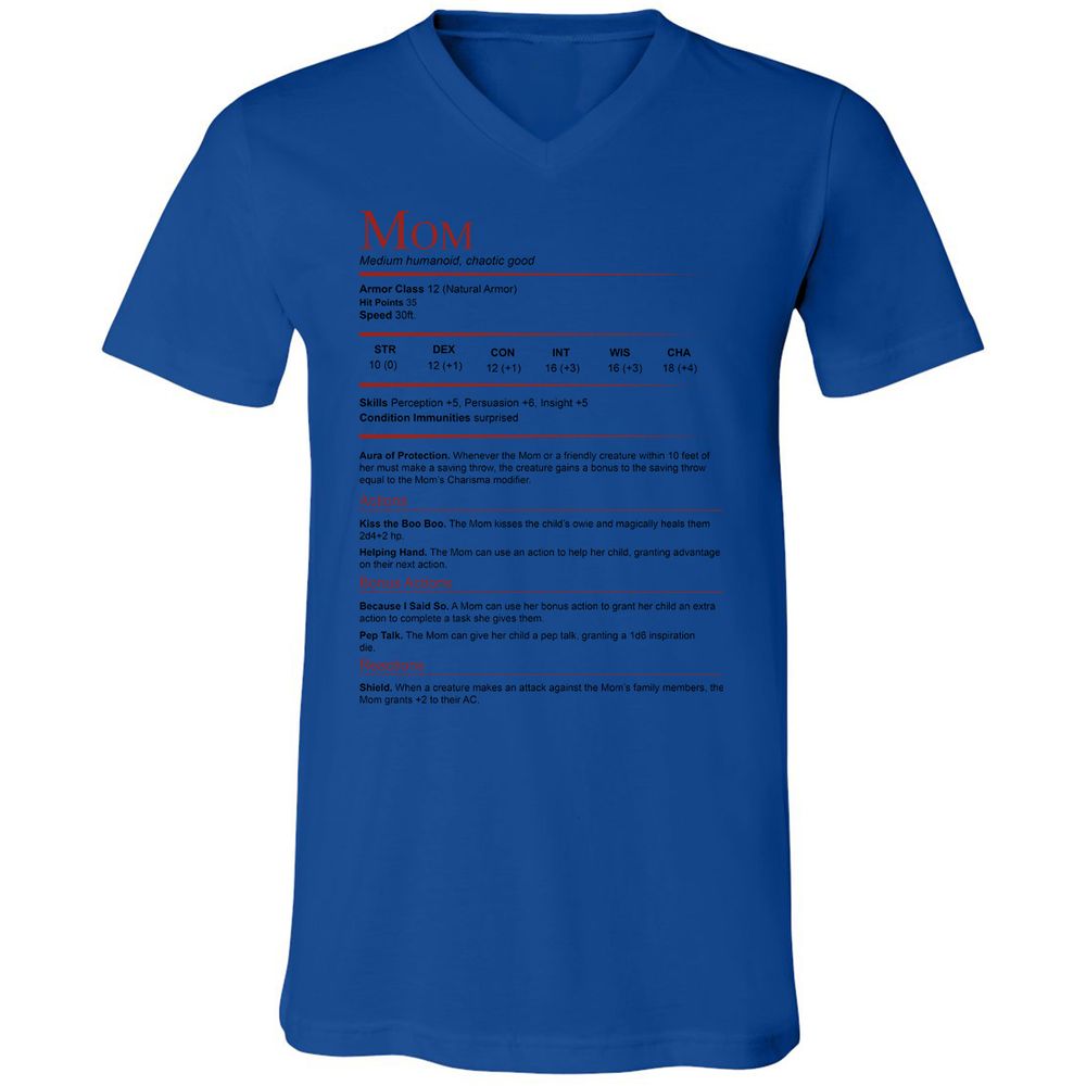 Mom Stats Unisex V-Neck T-Shirt - True Royal - 4