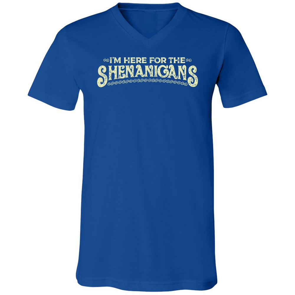 Here For The Shenanigans Unisex V-Neck T-Shirt - True Royal - 4