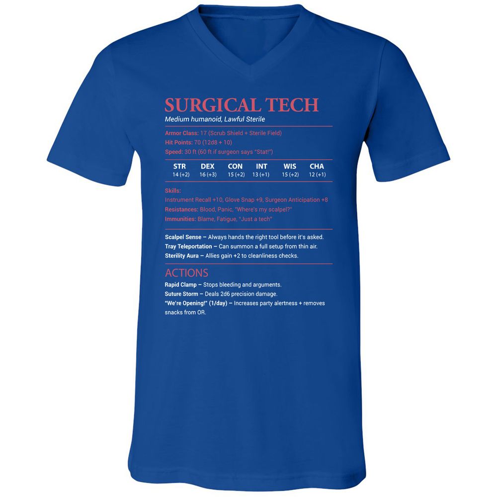 Surgical Tech Unisex V-Neck T-Shirt - True Royal - 4