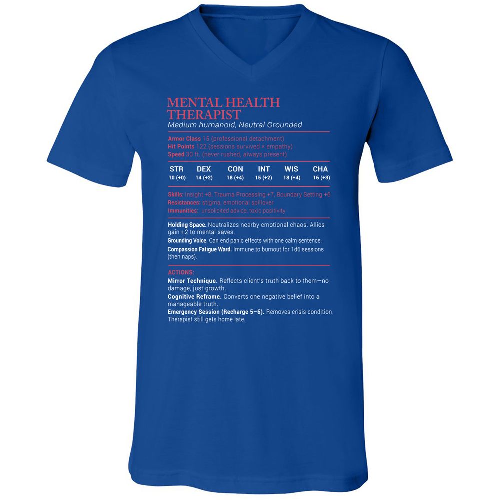 Mental Health Therapist Stats Unisex V-Neck T-Shirt - True Royal - 4