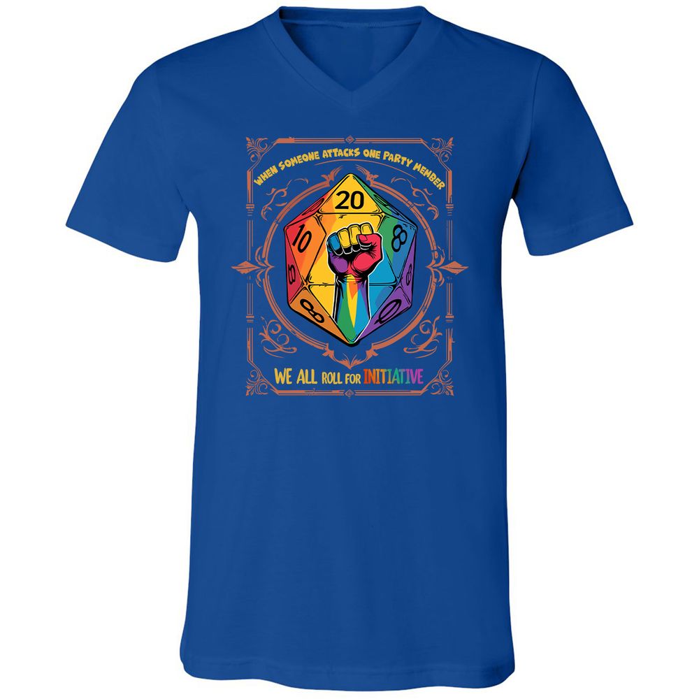 Roll For Initiative Unisex V-Neck T-Shirt - True Royal - 4