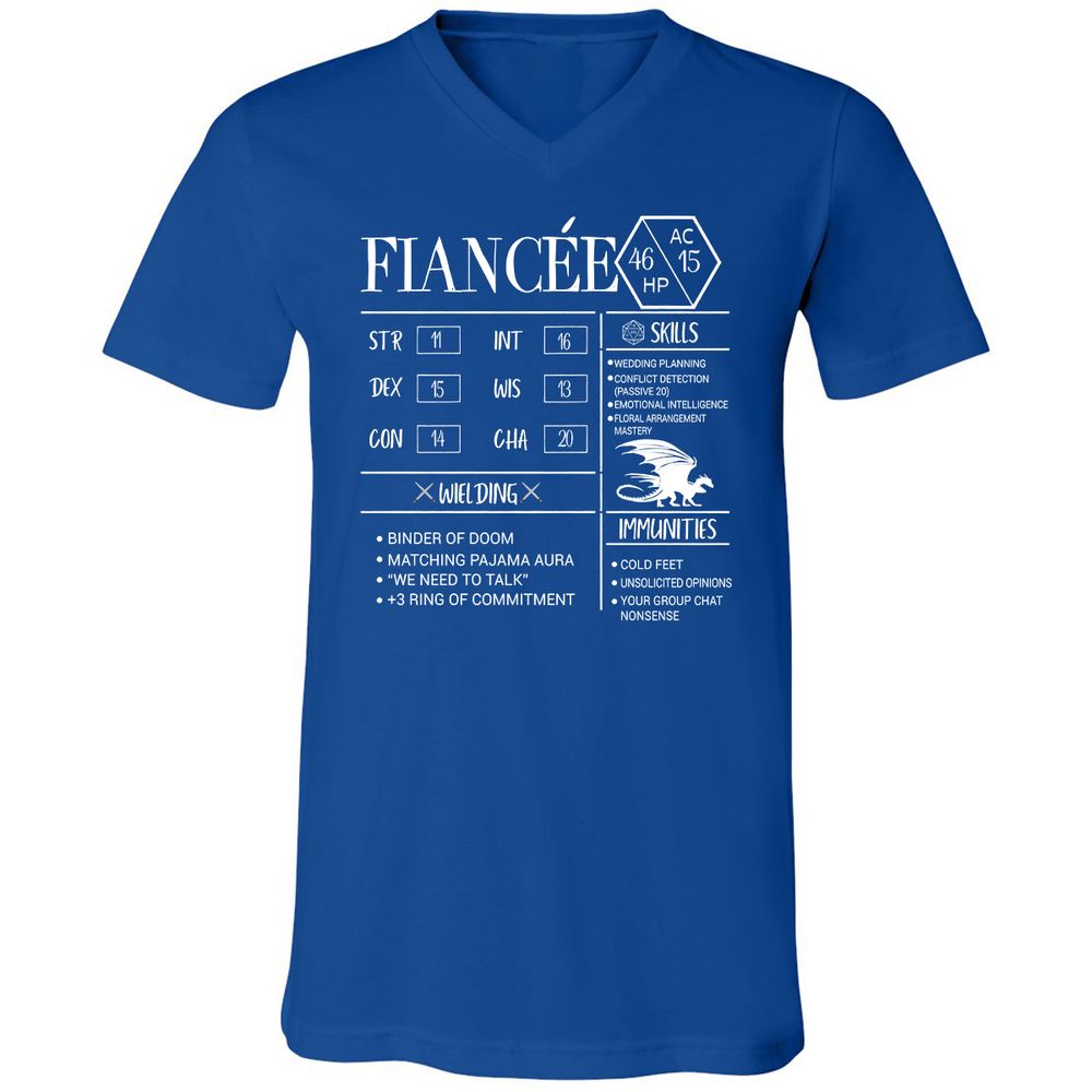 Fiancee Stats Unisex V-Neck T-Shirt - True Royal - 4